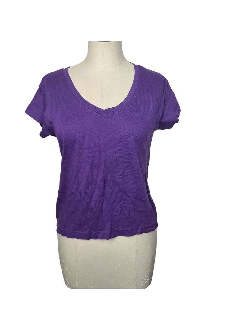 Newport News Easy Style Short Sleeve Purple Scoop Neck Cotton T-Shirt XL